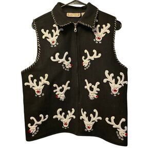 Life Style Christmas Reindeer Wool Blend Vest